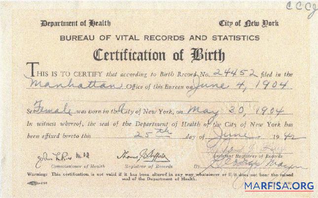Printable New York Department of Health birth certificate download for verification